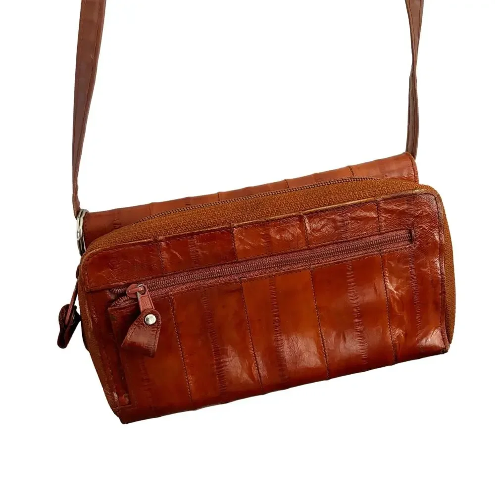Vintage Lee Sands Eel Skin Wallet Shoulder Bag Brown